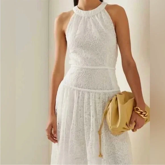 JONATHAN SIMKHAI Gabriela Ivory Lace Midi Dress - Picture 2 of 12